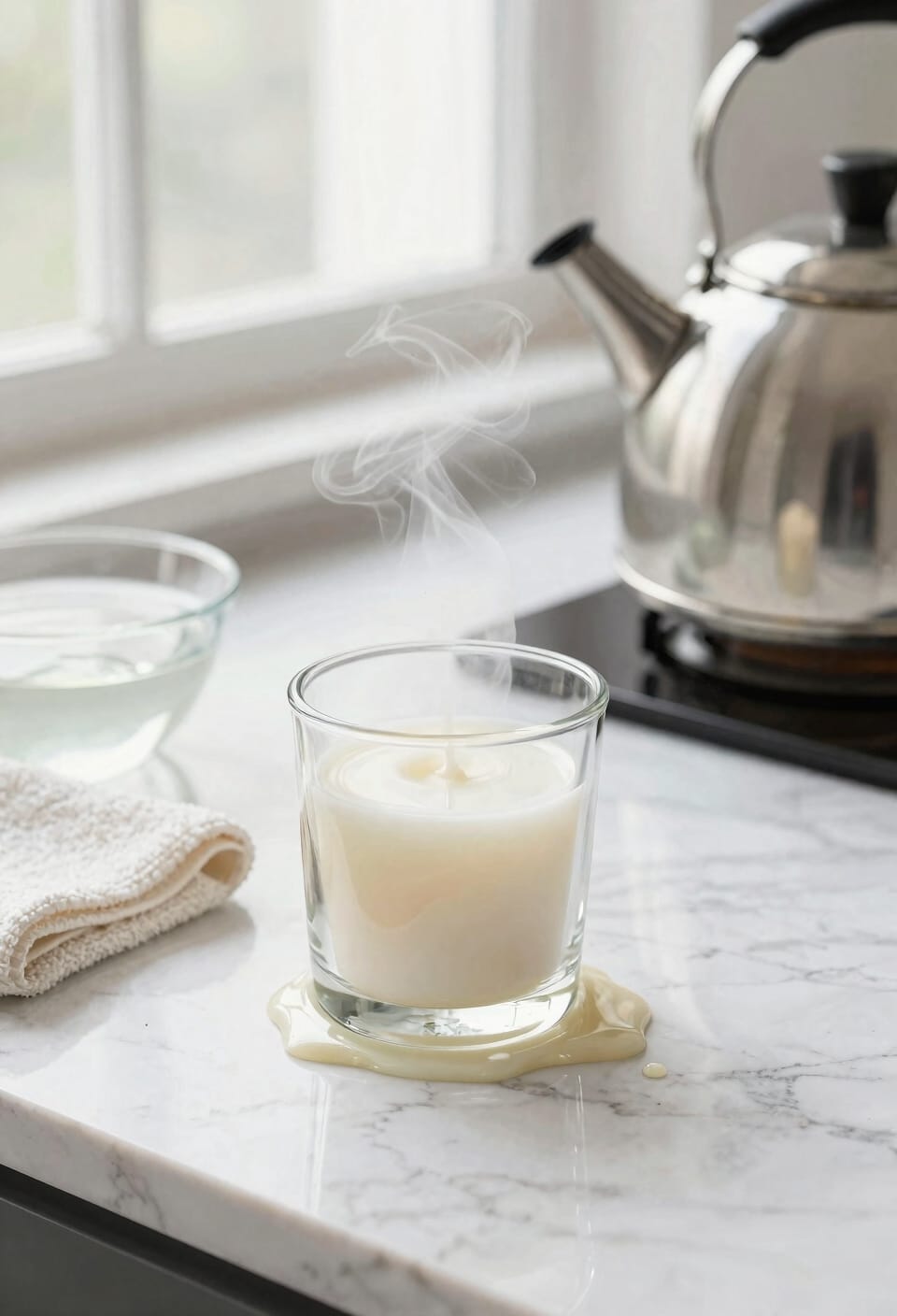 boiling water melts wax