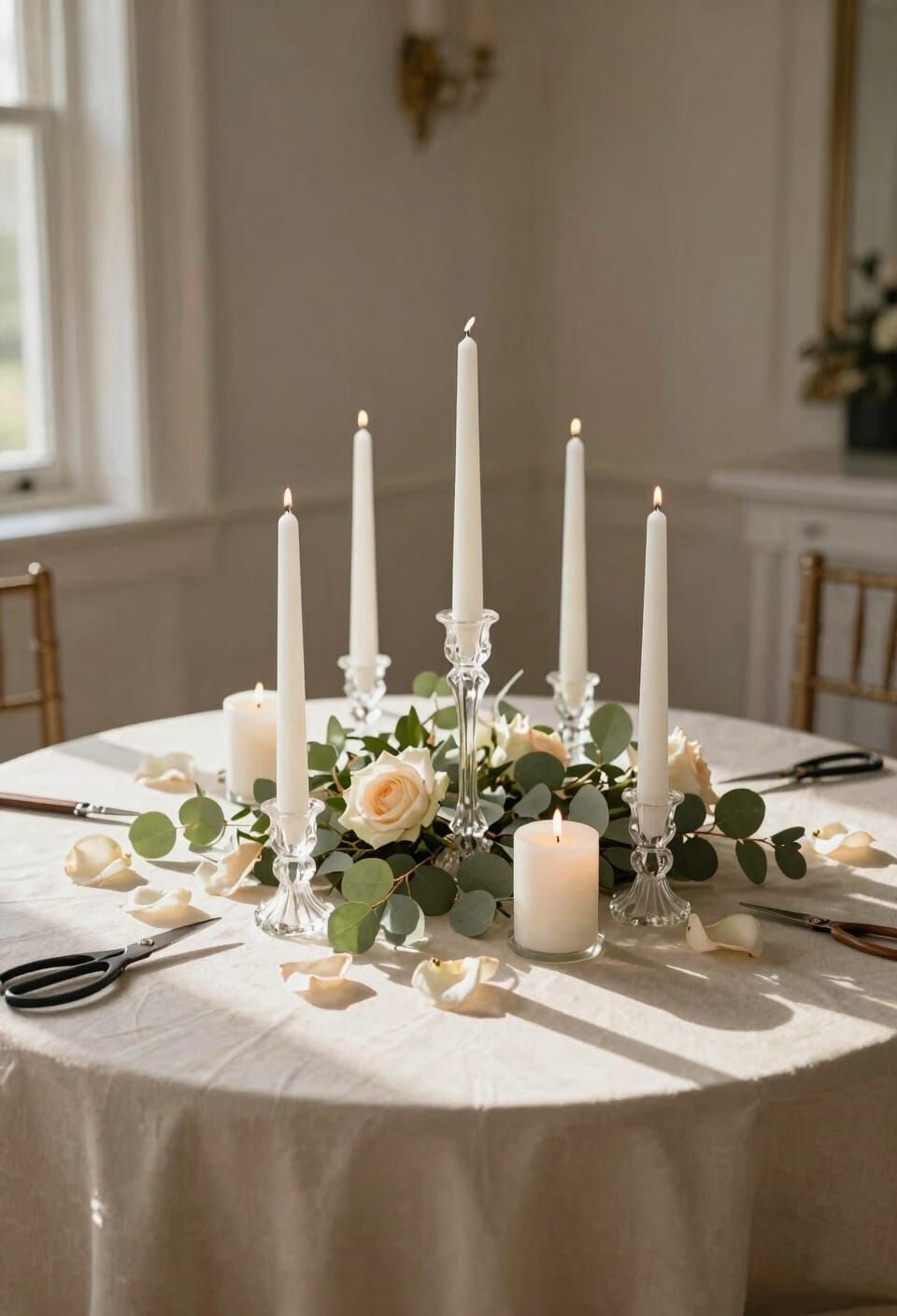 clustered candles with mirrors