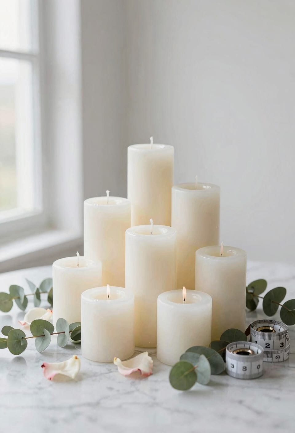 clustered varying height pillar arrangement