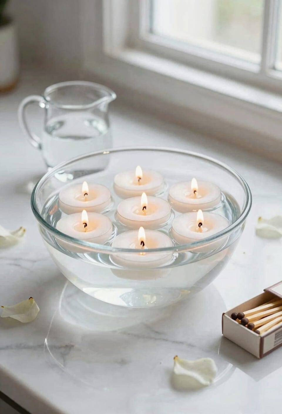 gently spaced floating candles