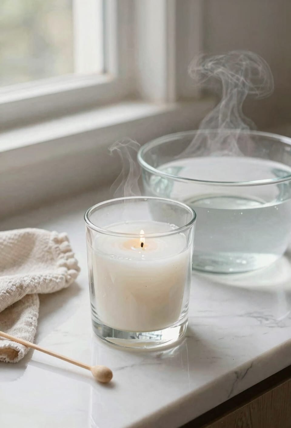 hot water softens wax