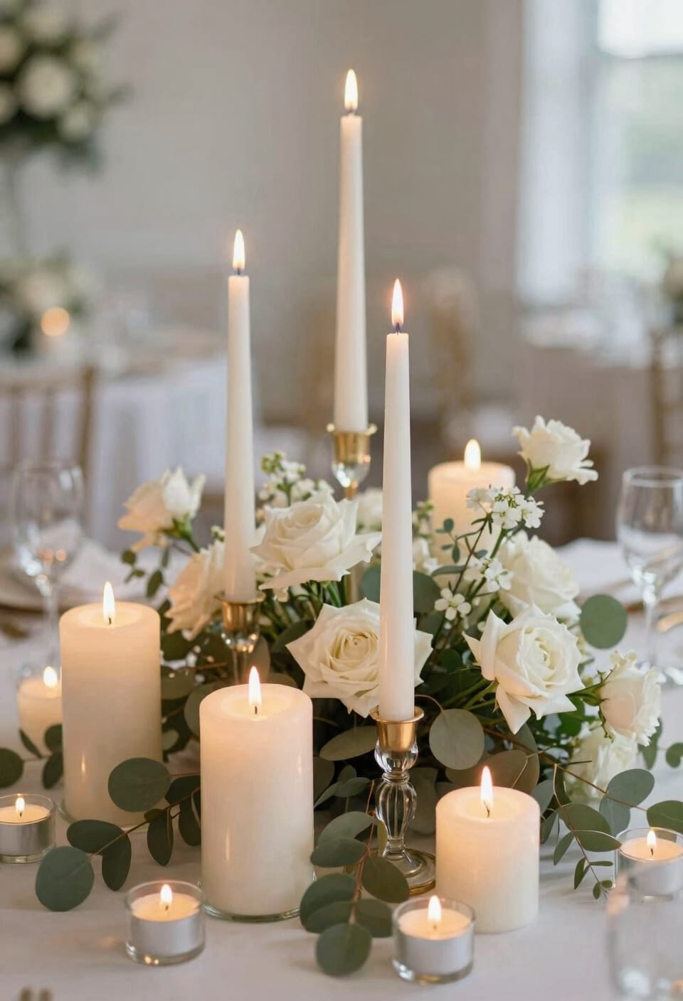 layered candles for depth