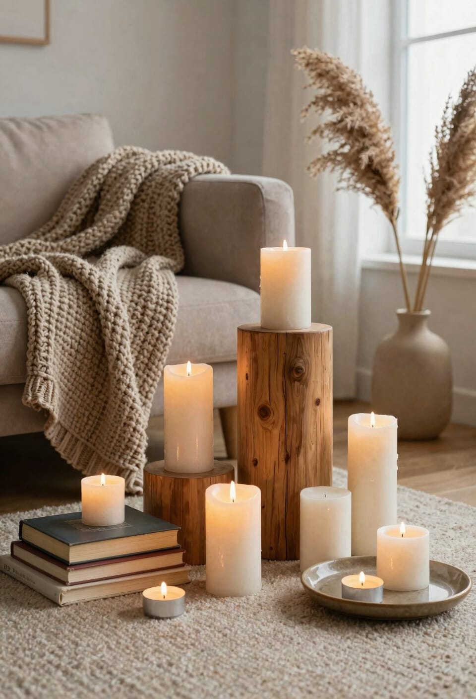layered candles textures scents