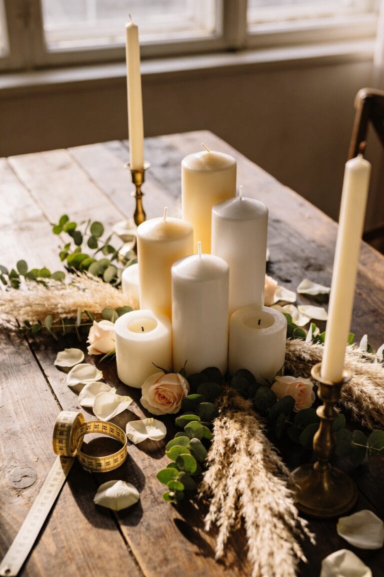 pillar candle wedding centerpiece