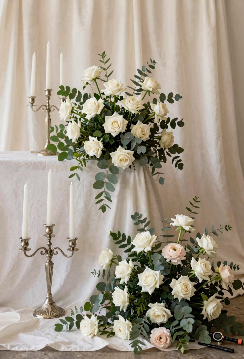 romantic candles paired with florals