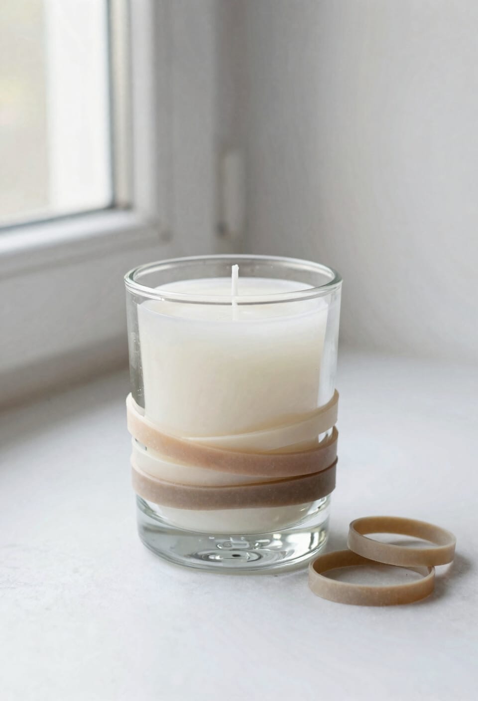 rubber bands secure candle