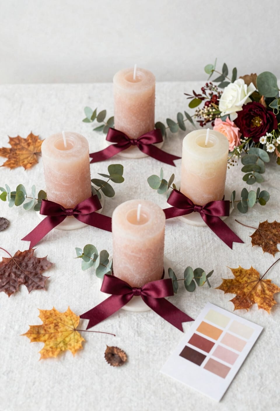seasonal personalized candle centerpieces