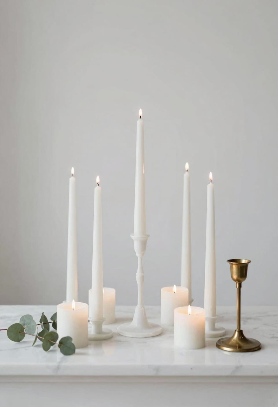 sleek white votives trimmed
