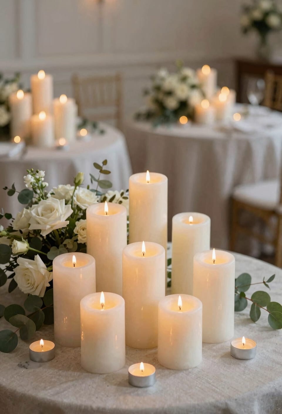 stacked candles for dimension