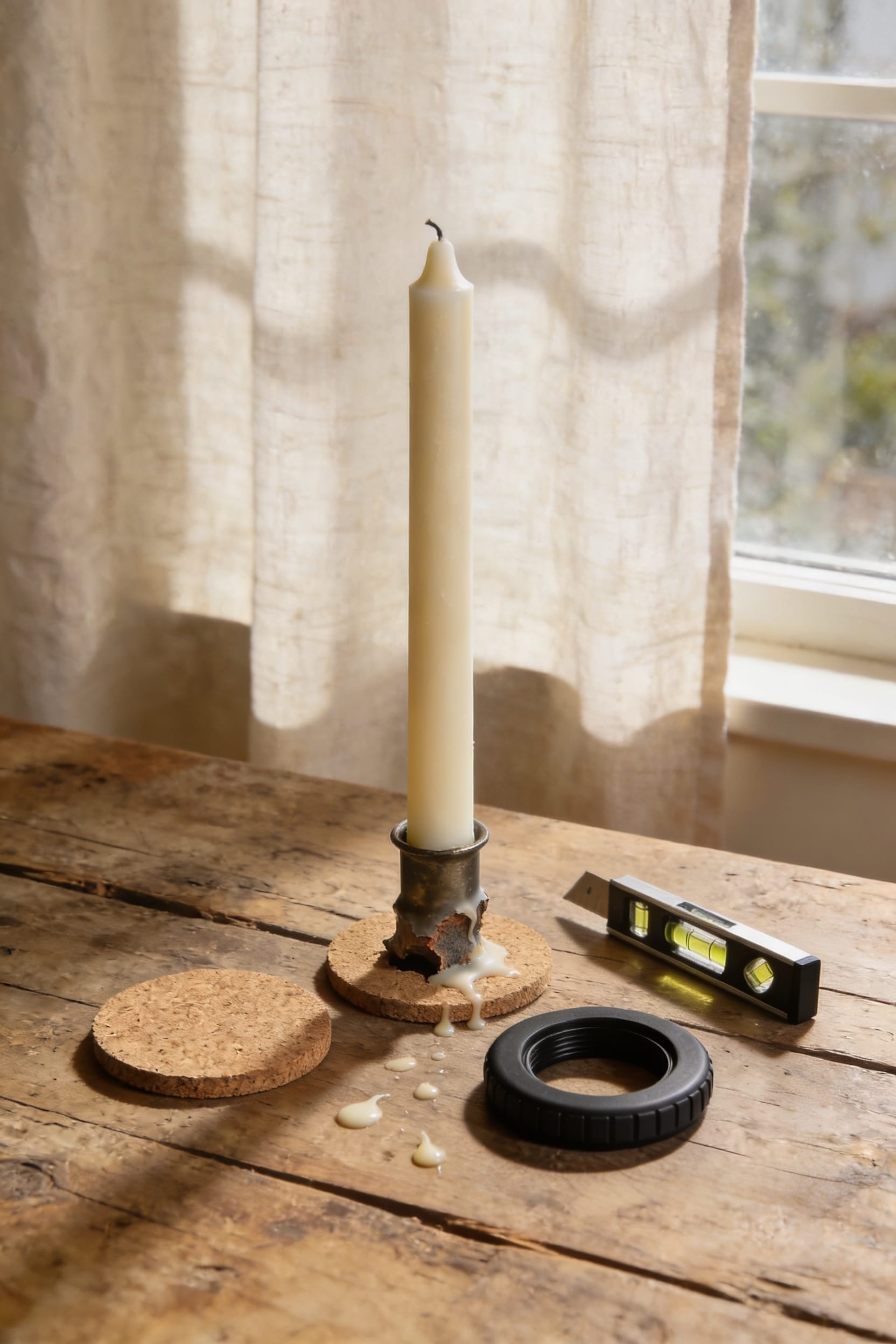wobbly candle holder tips over